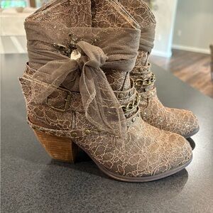 Not Rated Brown Lace Heeled Boots